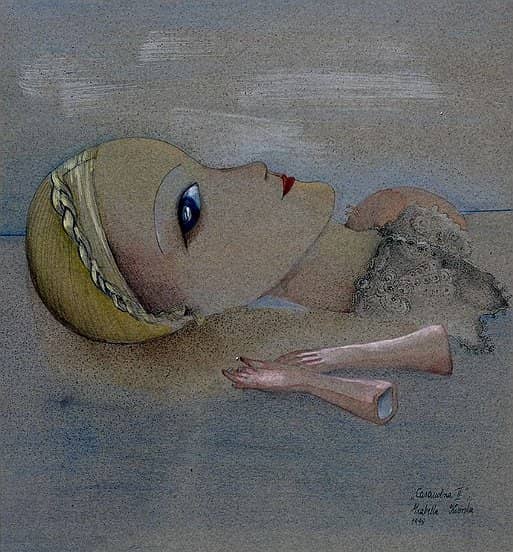 Rysunek Izabelli Kierskiej pt. 'Casandra' - okres paryski, tusz i piórko