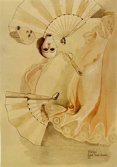 Rysunek Izabelli Kierskiej pt. 'Erotyk' - okres paryski, tusz i piórko