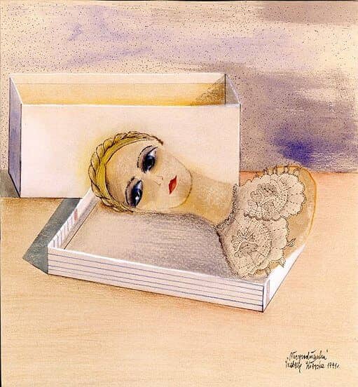 Kolaż Izabelli Kierskiej pt. 'Niespodzianka' - praca z okresu paryskiego