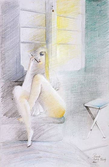 Obraz Izabelli Kierskiej pt. 'Chwile 4' - czwarta praca z cyklu z modelem 'Chwile'