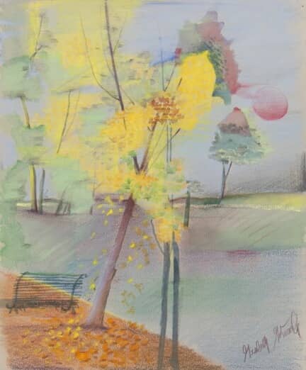 Obraz Izabelli Kierskiej pt. 'Jesień' - pejzaż jesienny