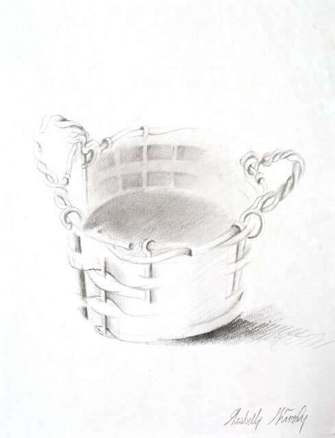 Obraz Izabelli Kierskiej pt. 'Koszyczek' - martwa natura z koszyczkiem