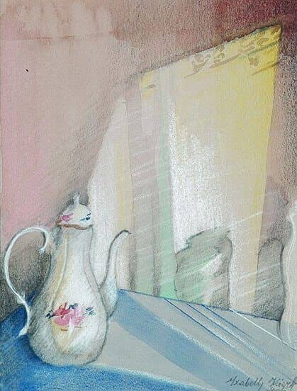 Obraz Izabelli Kierskiej pt. 'Refleksje Poranne' - ołówek i akwarela