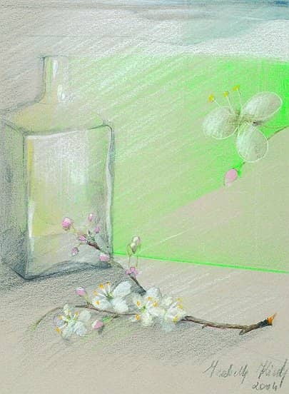 Obraz Izabelli Kierskiej pt. 'Refleksje Poranne 2' - druga praca z cyklu o szkle i porcelanie