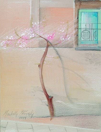 Obraz Izabelli Kierskiej pt. 'Refleksje Poranne 3' - trzecia praca z cyklu ołówkiem i akwarelą