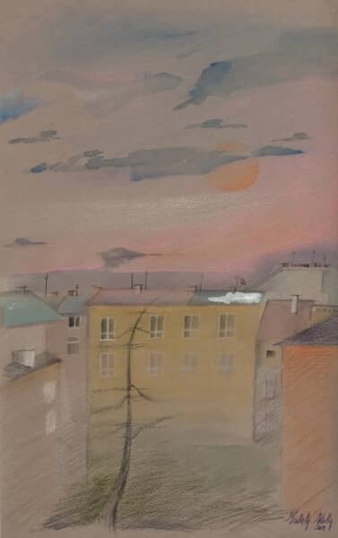 Obraz Izabelli Kierskiej pt. 'Widok z okna 2' - druga wersja widoku z okna pracowni