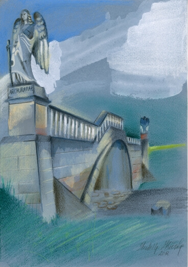 Obraz Izabelli Kierskiej pt. 'Anioł' - malarstwo z postacią anioła