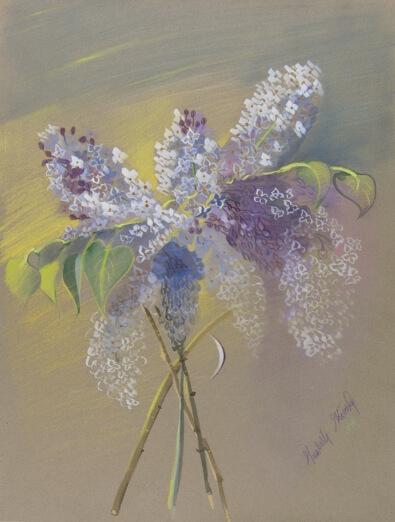 Obraz Izabelli Kierskiej pt. 'Bzy 2' - drugi obraz z bukietem bzów