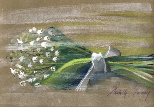 Obraz Izabelli Kierskiej pt. 'Konwalie' - martwa natura z bukietem konwalii