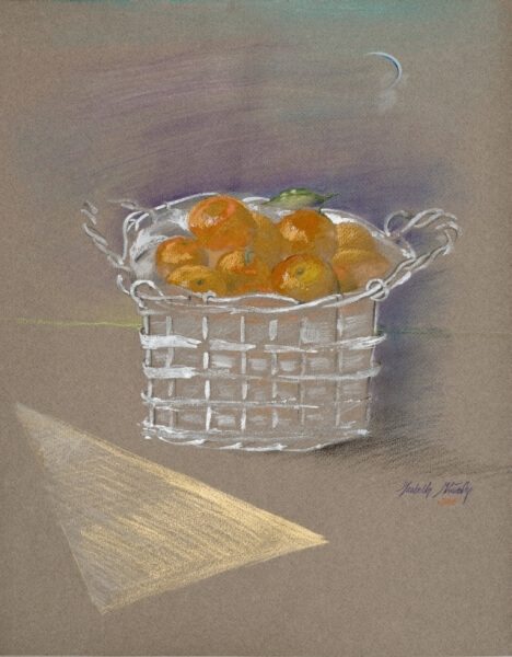 Obraz Izabelli Kierskiej pt. 'Mandarynki' - martwa natura z mandarynkami