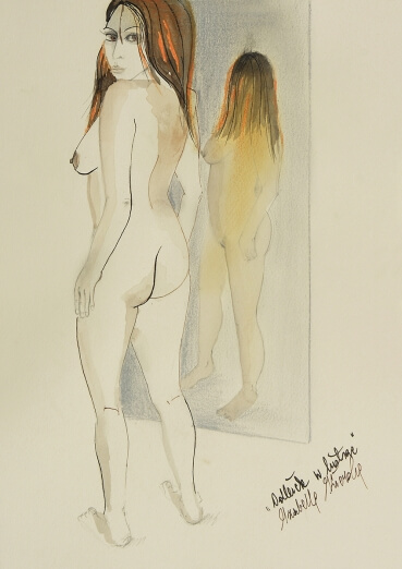 Obraz Izabelli Kierskiej pt. 'Akt W Pracowni' - studium aktu kobiecego