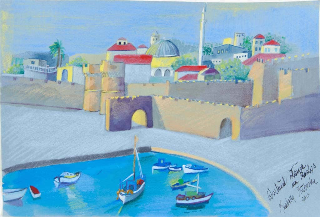 Obraz Izabelli Kierskiej pt. 'Grecja 1' - pejzaż śródziemnomorski z Grecji