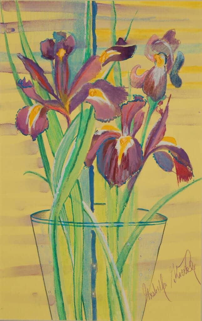 Obraz Izabelli Kierskiej pt. 'Irysy' - martwa natura z irysami