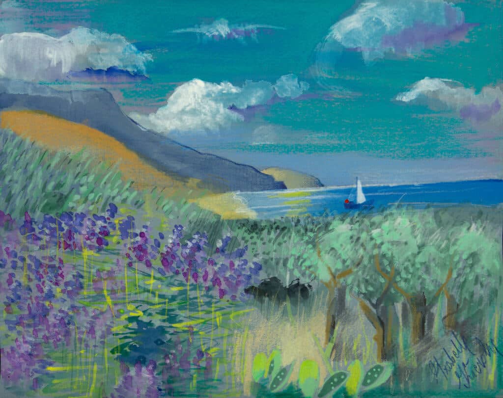 Obraz Izabelli Kierskiej pt. 'Kisamos' - pejzaż z Grecji