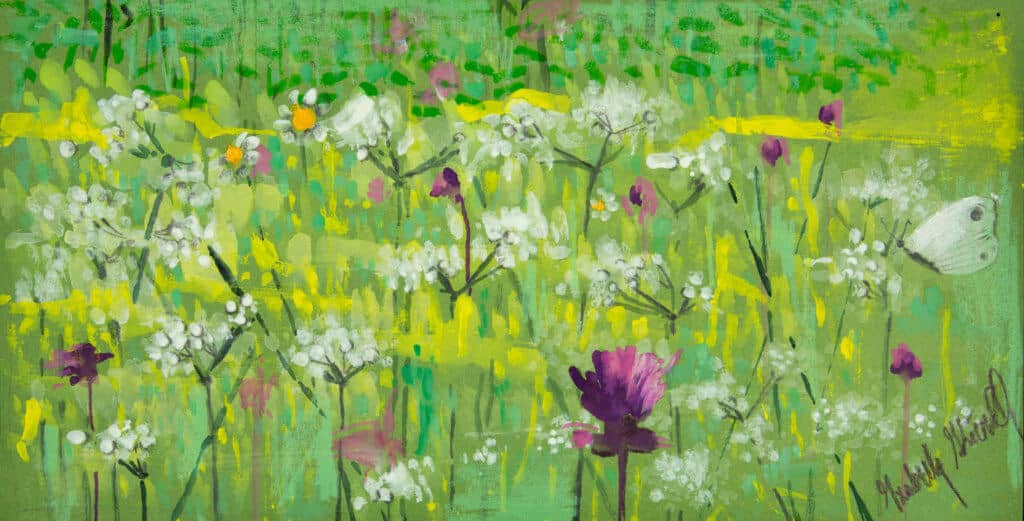 Obraz Izabelli Kierskiej pt. 'Wiosenna Łąka' - pejzaż z wiosenną łąką