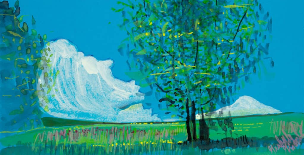 Obraz Izabelli Kierskiej pt. 'Łąka' - pejzaż z kwiecistą łąką