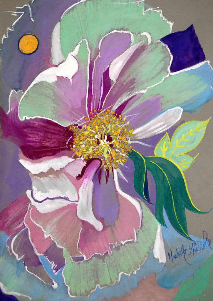 Obraz Izabelli Kierskiej pt. 'Piwonia 3' - trzeci obraz z piwoniami