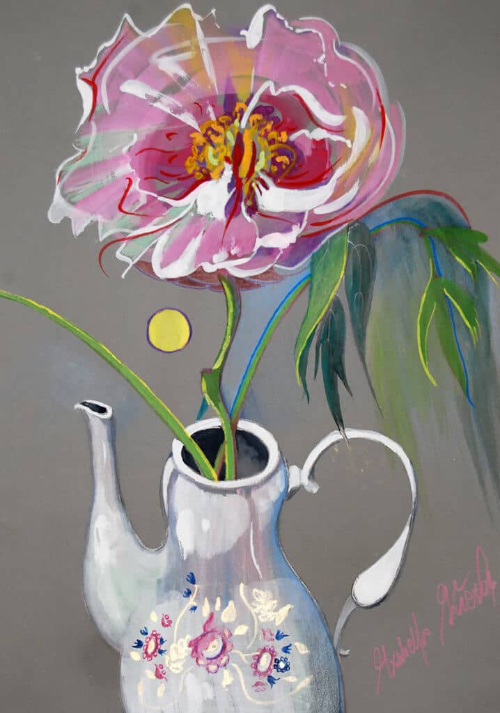 Obraz Izabelli Kierskiej pt. 'Piwonia 4' - czwarty obraz z serii z piwoniami