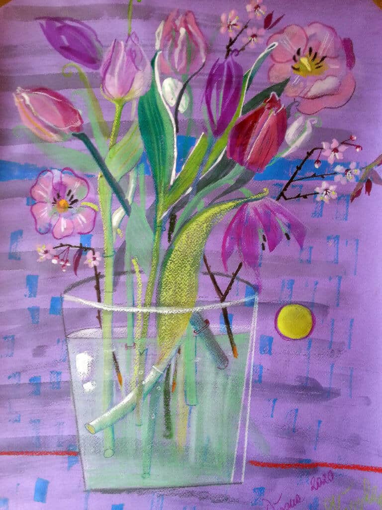 Obraz Izabelli Kierskiej pt. 'Kwiaty 1' - kompozycja kwiatowa