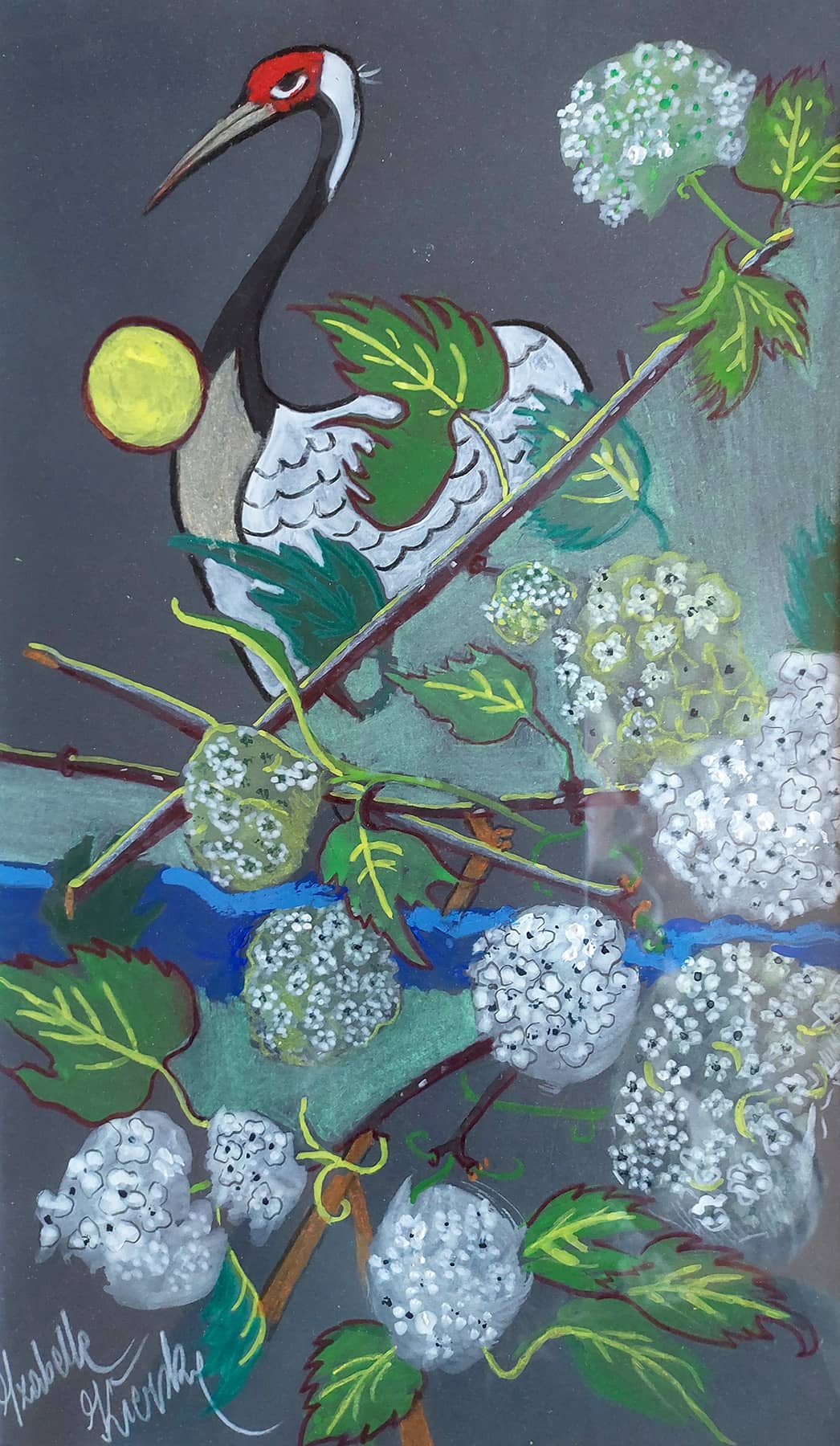 Obraz Izabelli Kierskiej pt. 'Japoński motyw' - malarstwo inspirowane sztuką japońską