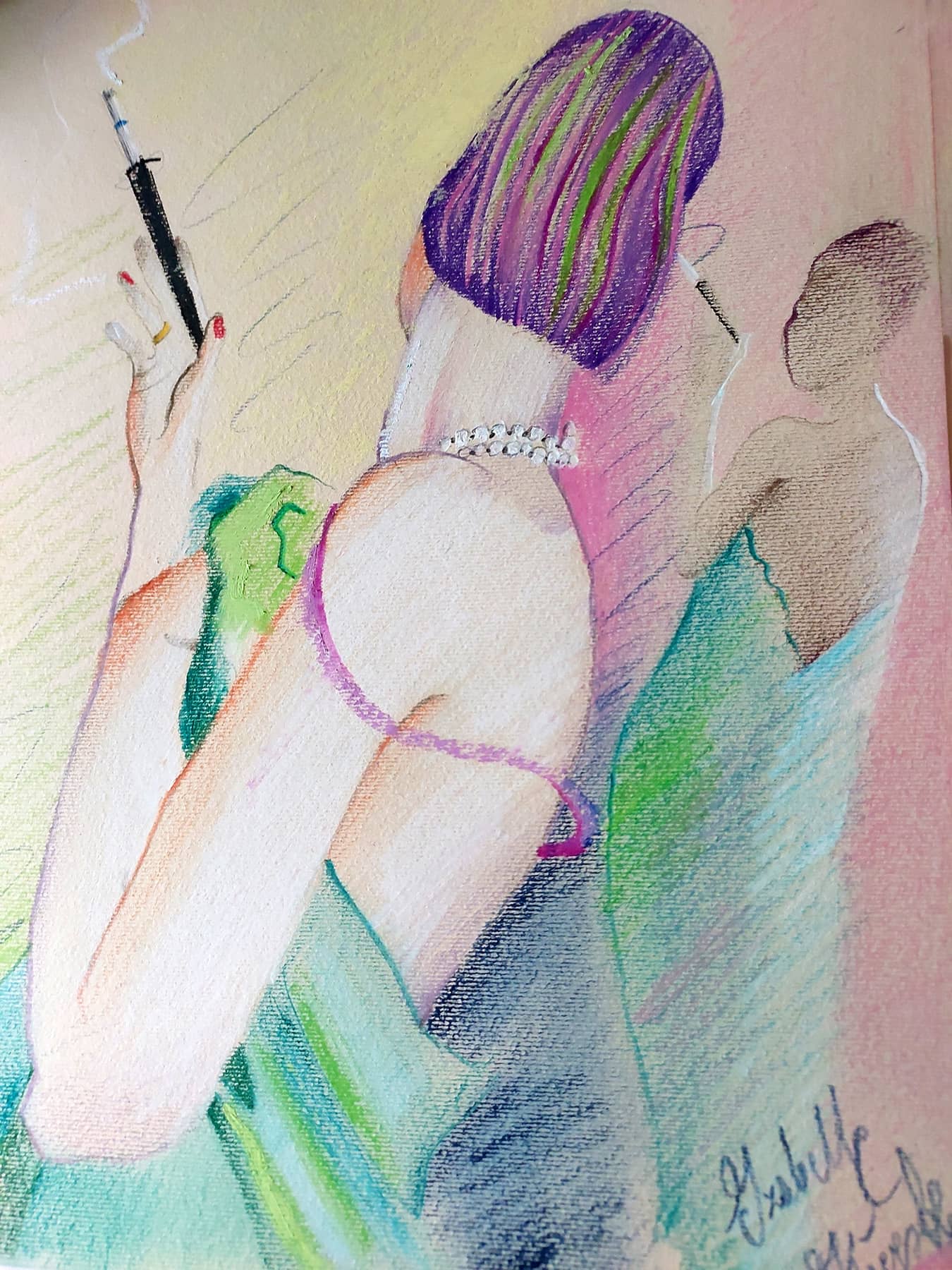 Obraz Izabelli Kierskiej pt. 'Karolina w kapeluszu' - portret kobiety w kapeluszu