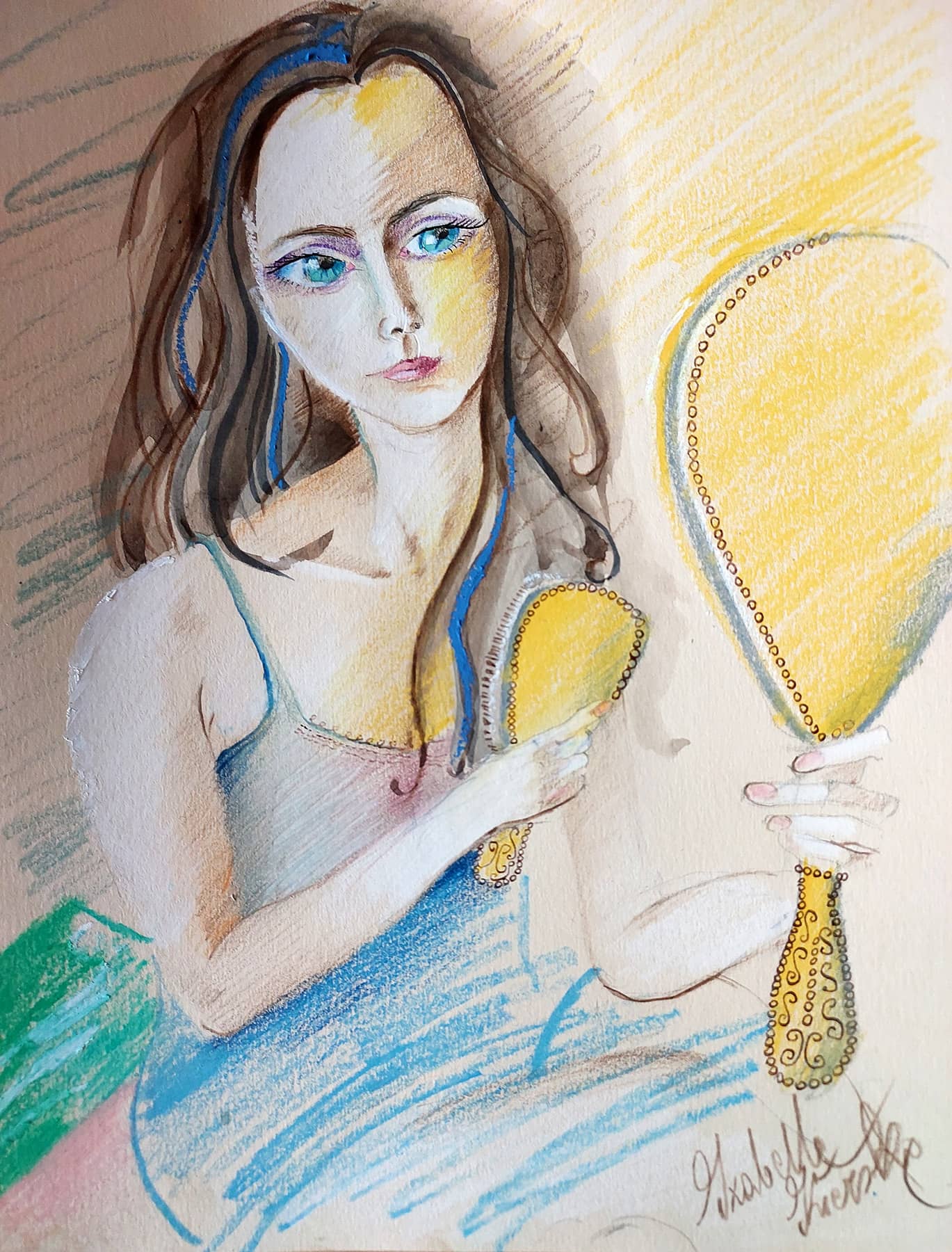 Obraz Izabelli Kierskiej pt. 'Muza' - portret kobiety jako muzy artysty